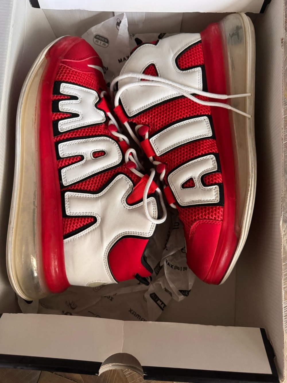 🔥 Nike Air More Uptempo “MAX” Red/White – Statement Sneaker – Size 12.5 M🔥